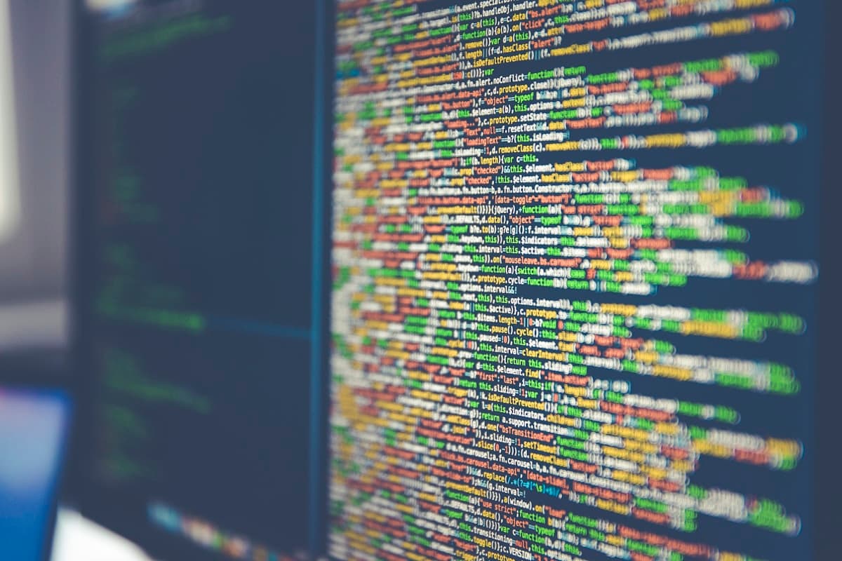 Code on a screen